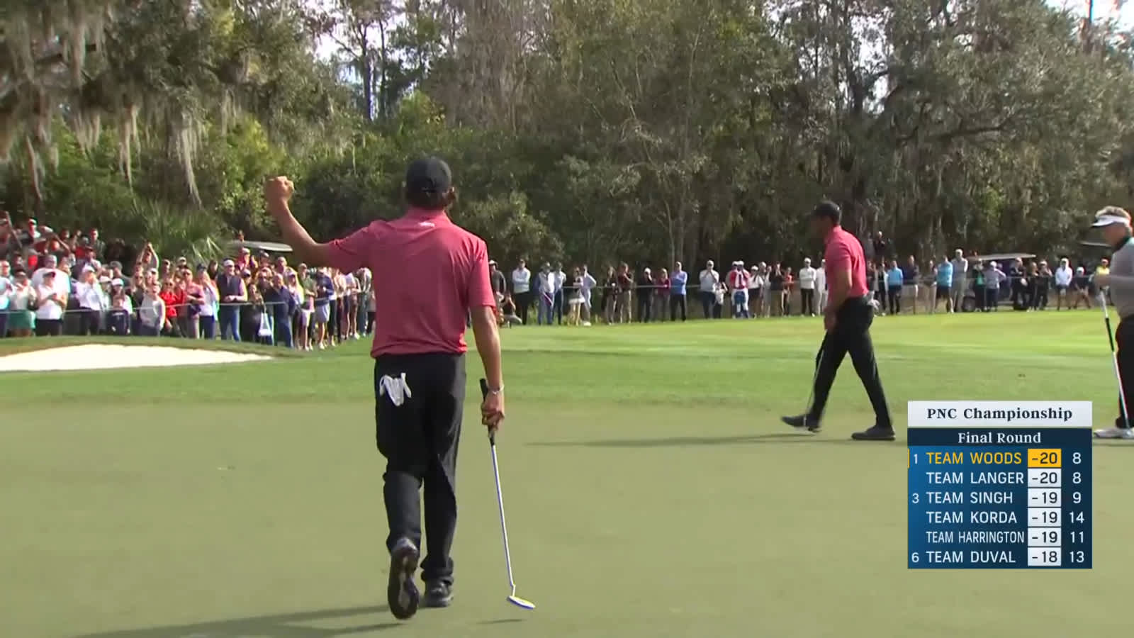 Tiger and Charlie Woods combine for birdie at PNC Championship