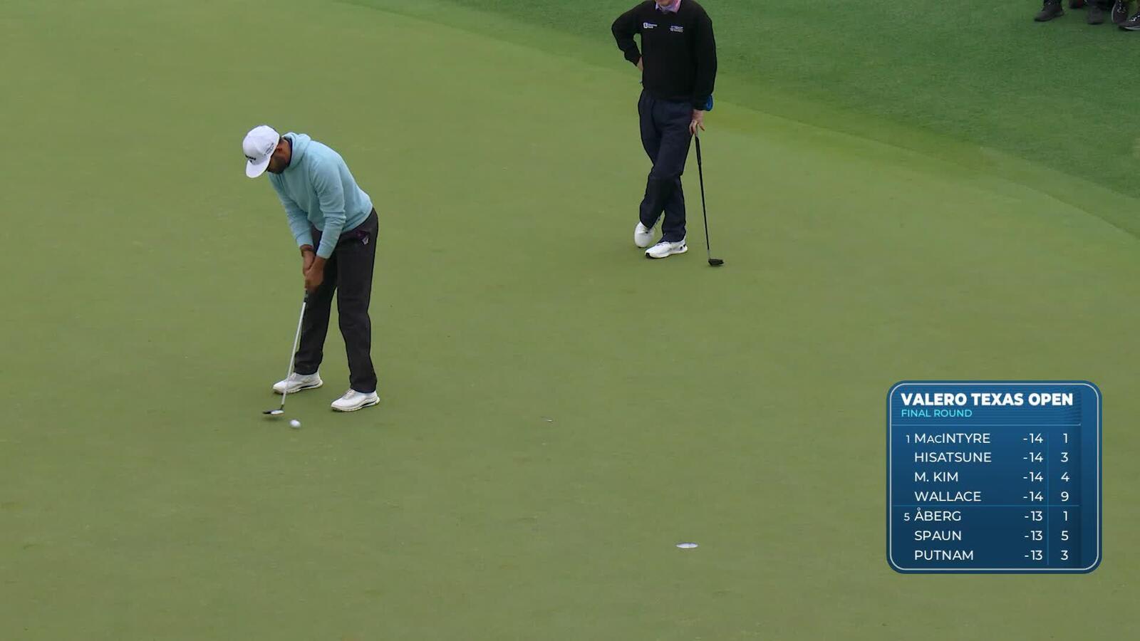 Erik van Rooyen drains 12-foot birdie putt on No. 18 at Valero