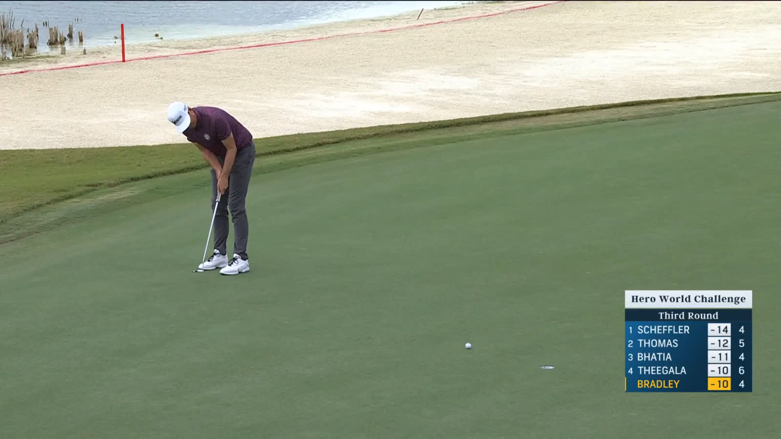 Keegan Bradley sends in 14-footer for birdie at Hero World Challenge