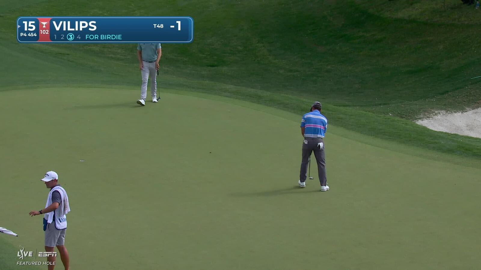 Karl Vilips drains 18-foot birdie putt on No. 15 at Valero