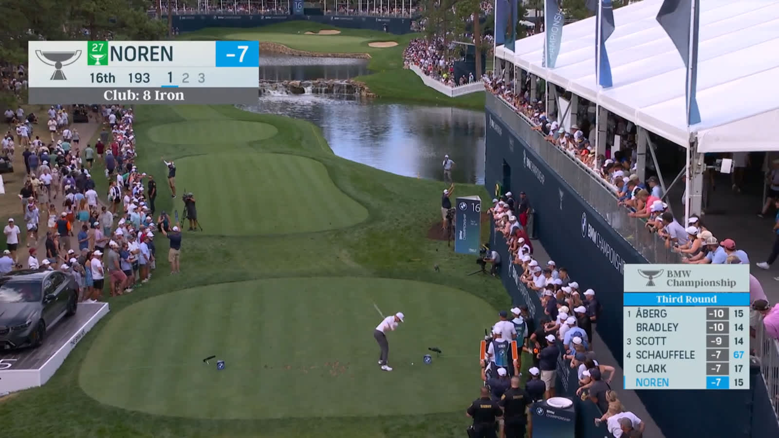 Alex Noren flirts with ace on No. 17 at BMW Championship