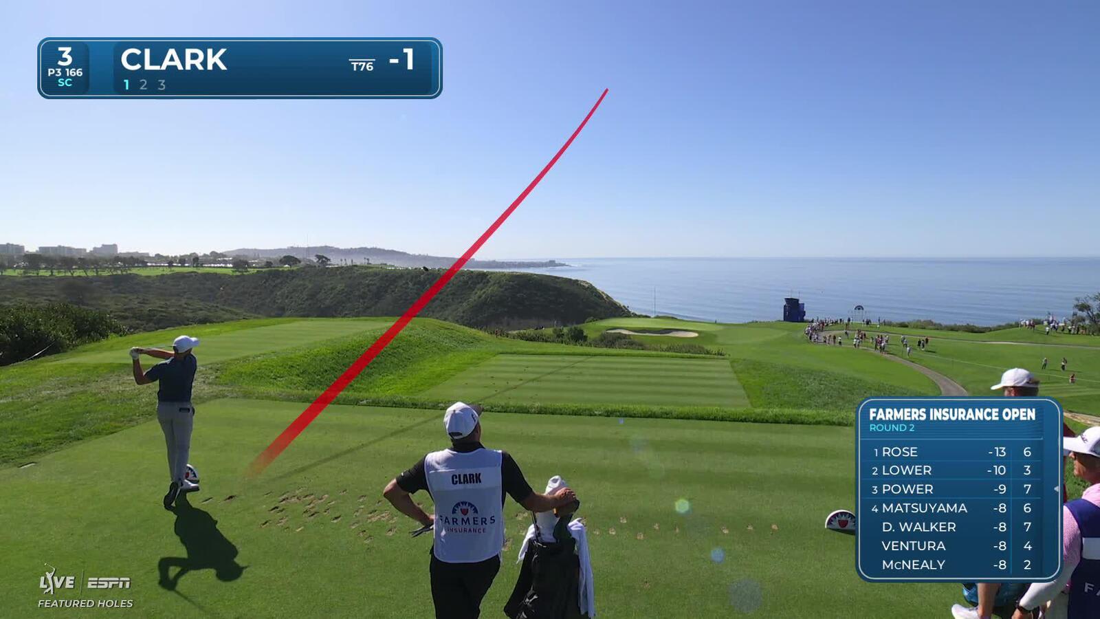 Wyndham Clark hits 167-yard tee shot to 5 feet, sets up birdie on No. 3 at Farmers