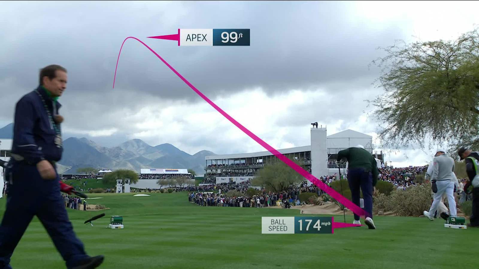 Shane Lowry drives the green and birdies at WM Phoenix Open