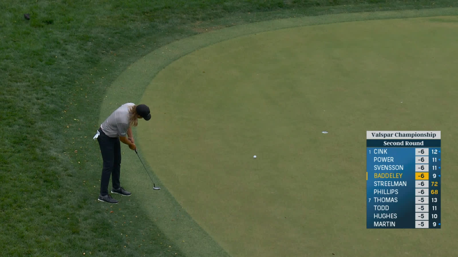 Aaron Baddeley cards birdie at Valspar