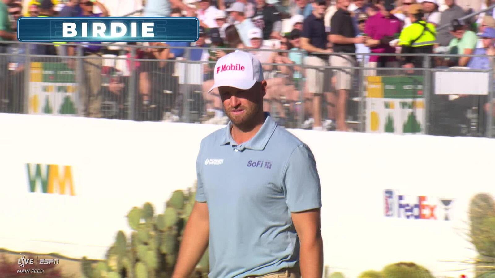 Wyndham Clark sinks 27-foot birdie putt on No. 16 at Phoenix Open