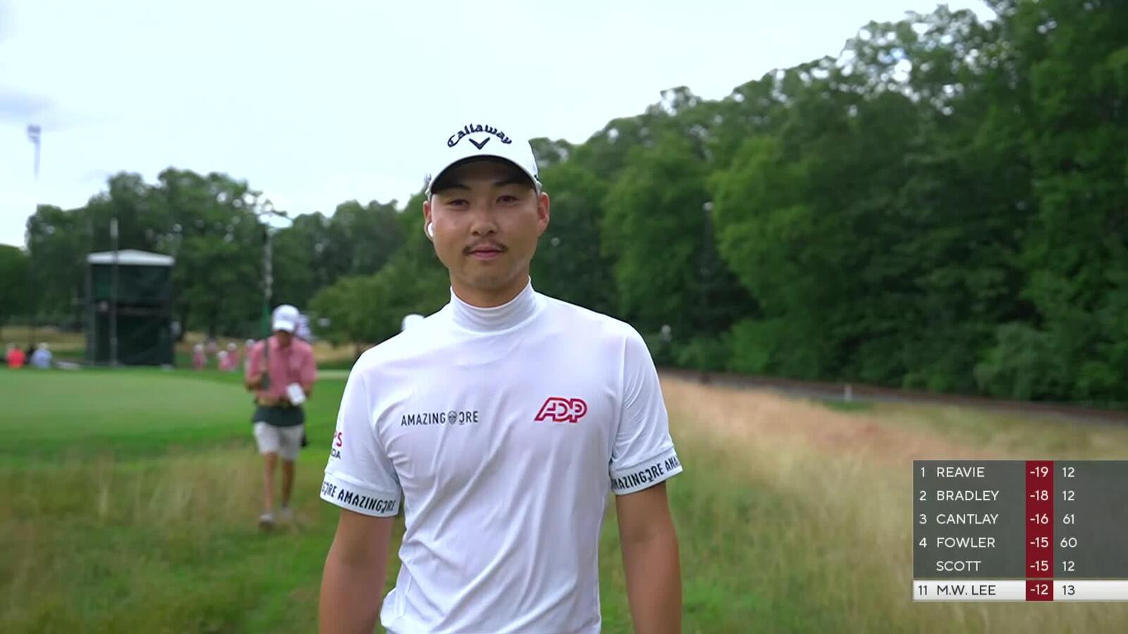 Min Woo Lee mic'd up during Round 3 at Travelers
