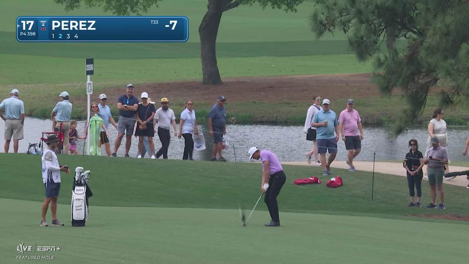 Victor Perez holes out for birdie from 24-feet on No. 17 at Houston Open
