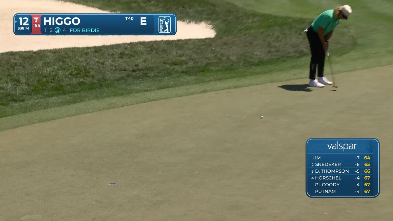 Garrick Higgo sinks 28-foot birdie putt on No. 12 at Valspar