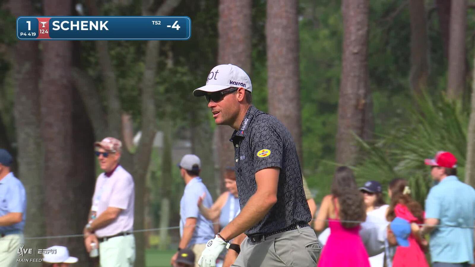 Adam Schenk's 121-yard approach sets up birdie on No. 1 at RBC Heritage