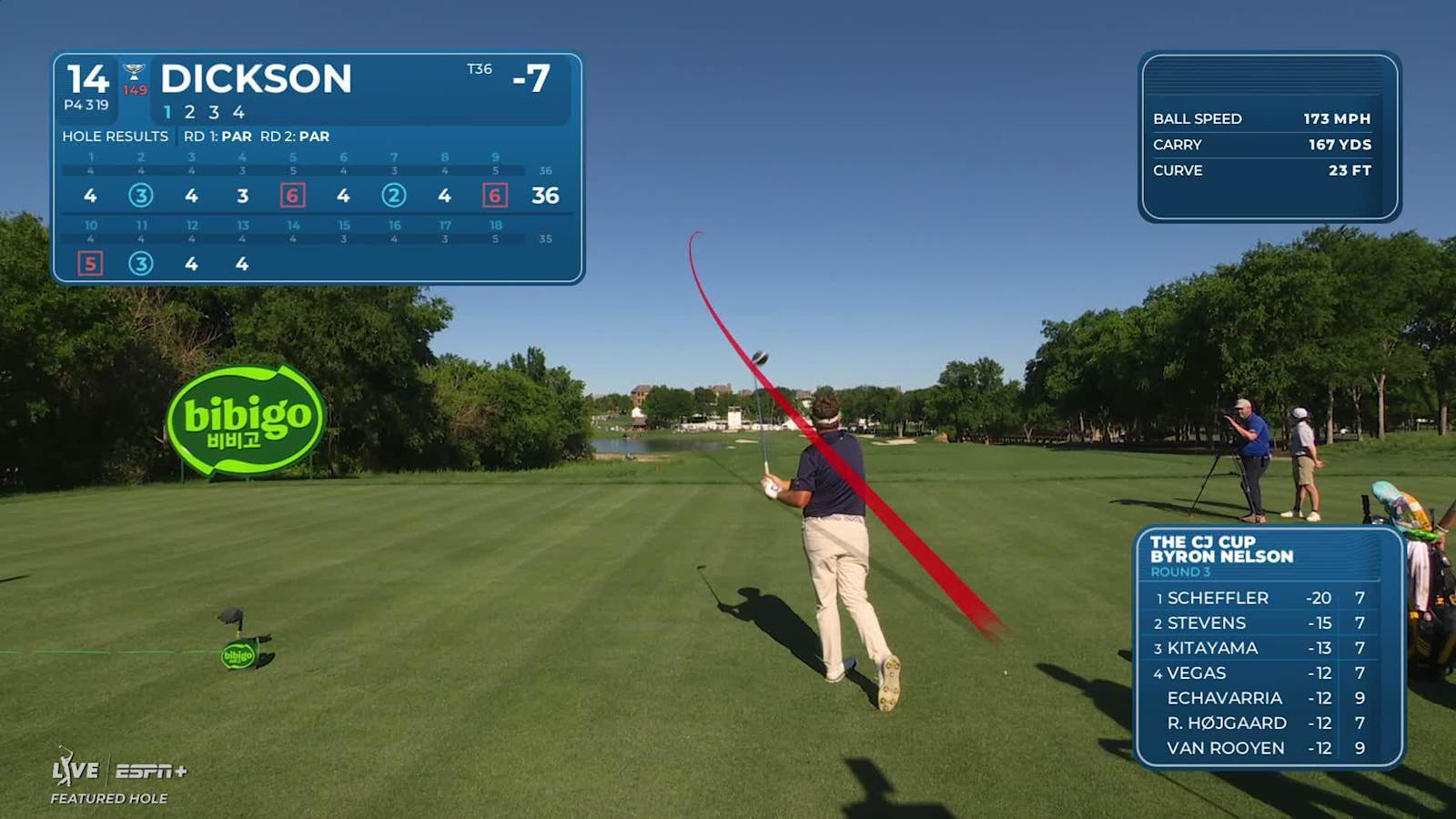 Taylor Dickson sinks a 39-foot eagle putt on No. 14 at THE CJ CUP