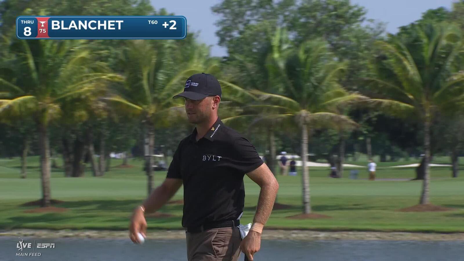 Chandler Blanchet gets up-and-down from 66 yards for birdie on No. 8 at Cadillac