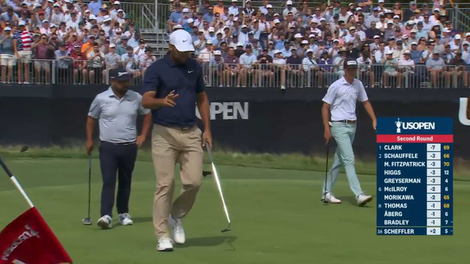 Scottie Scheffler drains 40-foot birdie putt in Round 2 of U.S. Open