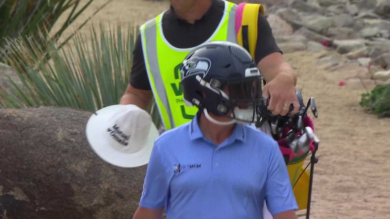 Joel Dahmen dons Seahawks helmet, holes electric chip-in birdie on No. 16 at WM Phoenix Open