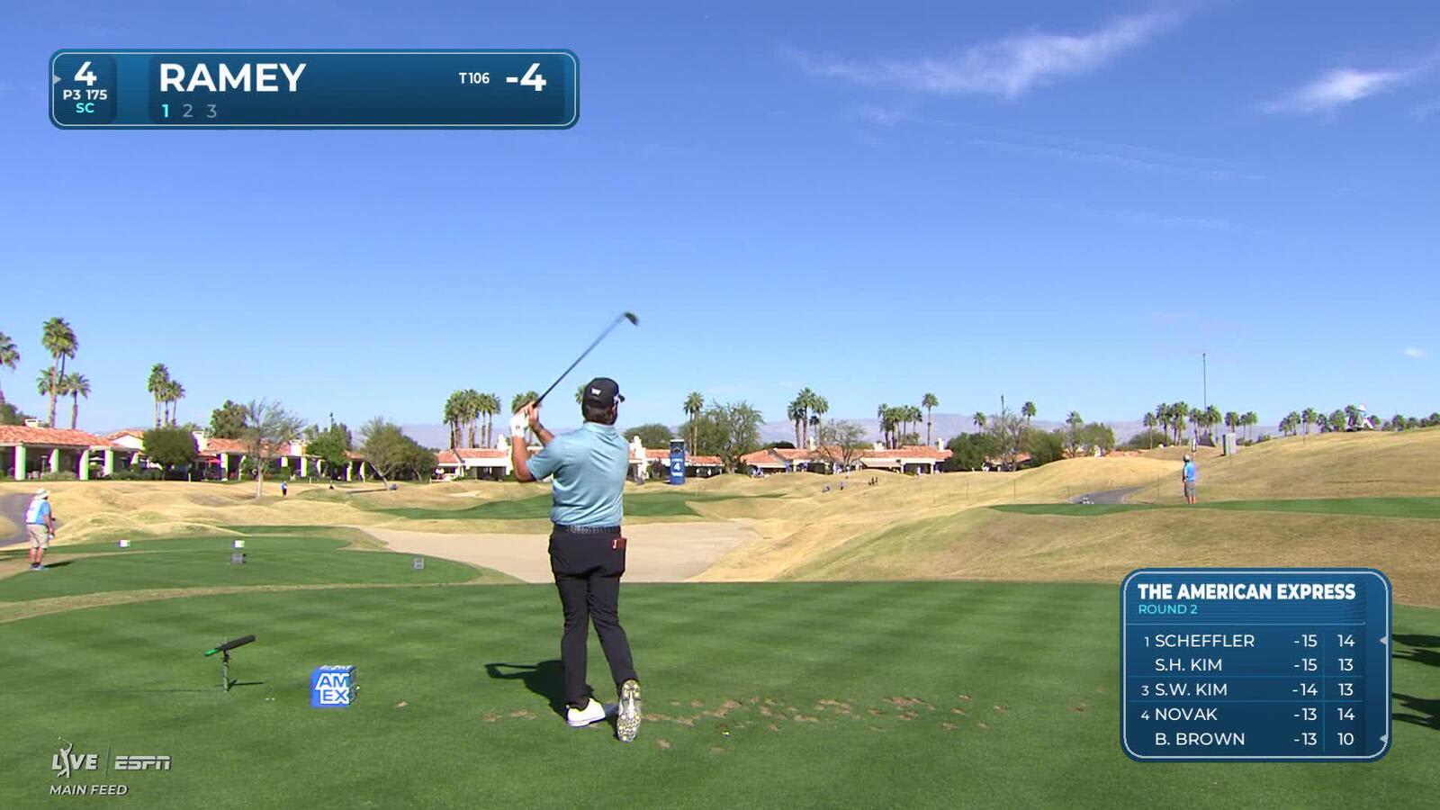 Chad Ramey hits 175-yard tee shot to 5 feet, sets up birdie on No. 4 at The American Express