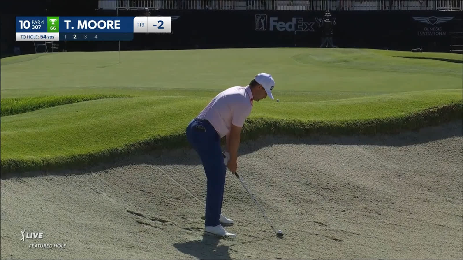 Taylor Moore gets up-and-down from bunker for birdie at Genesis