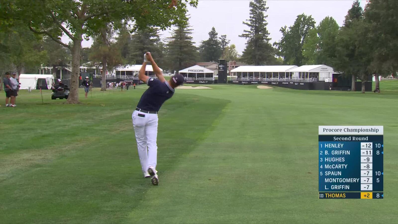 Justin Thomas sinks 5-foot birdie putt on No. 18 at Procore