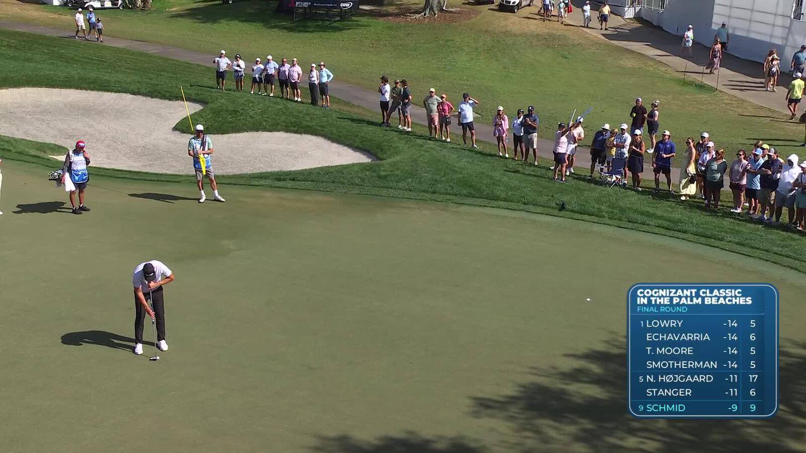 Matti Schmid taps in from 2 feet for birdie on No. 10 at Cognizant Classic