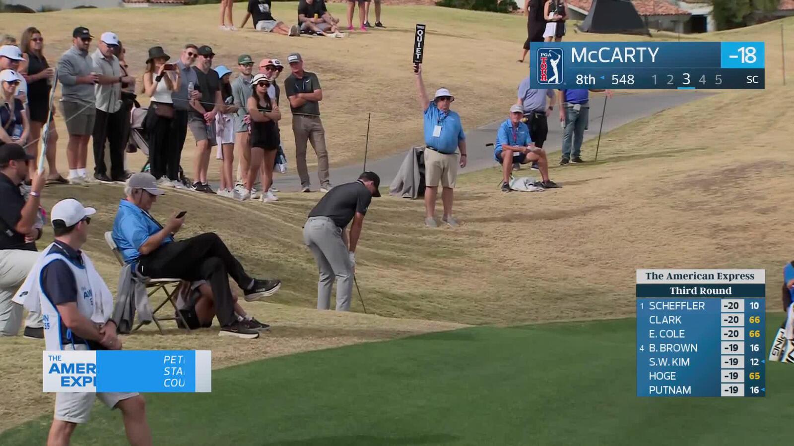 Matt McCarty pours in 6-foot birdie putt on No. 8 at The American Express