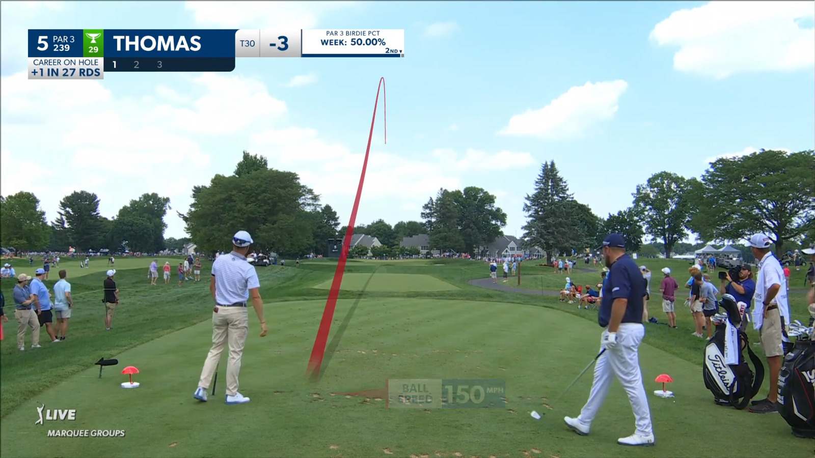 Justin Thomas' superb tee shot lead to birdie at Travelers