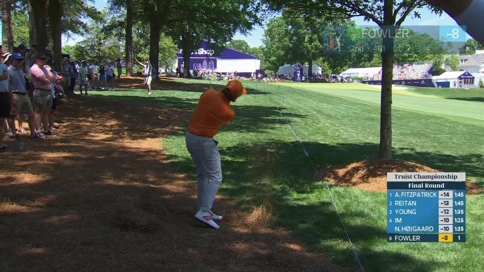 Rickie Fowler makes birdie on No. 2 at Truist Championship