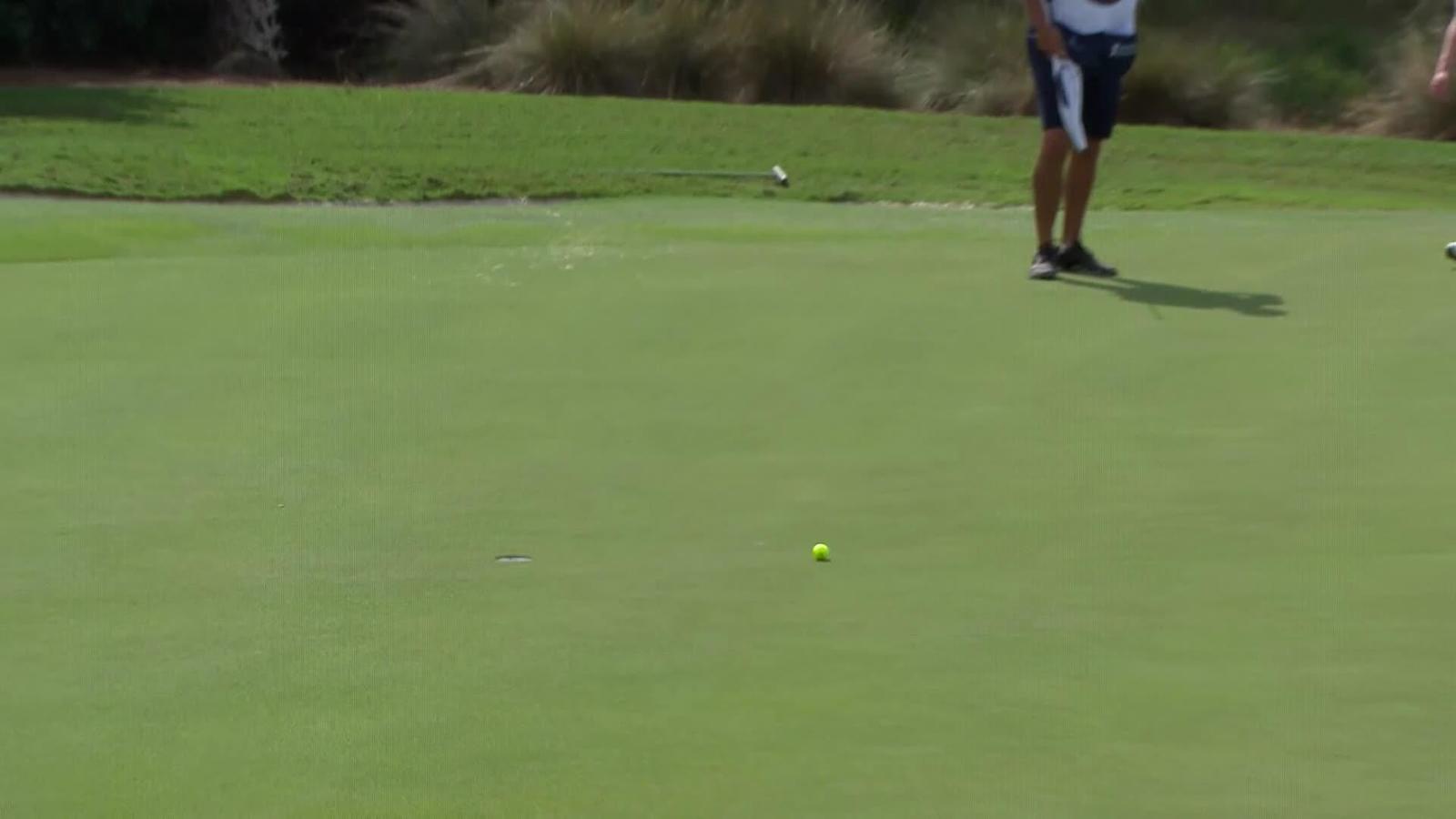 Ernie Els makes birdie putt on No. 7 at Chubb Classic