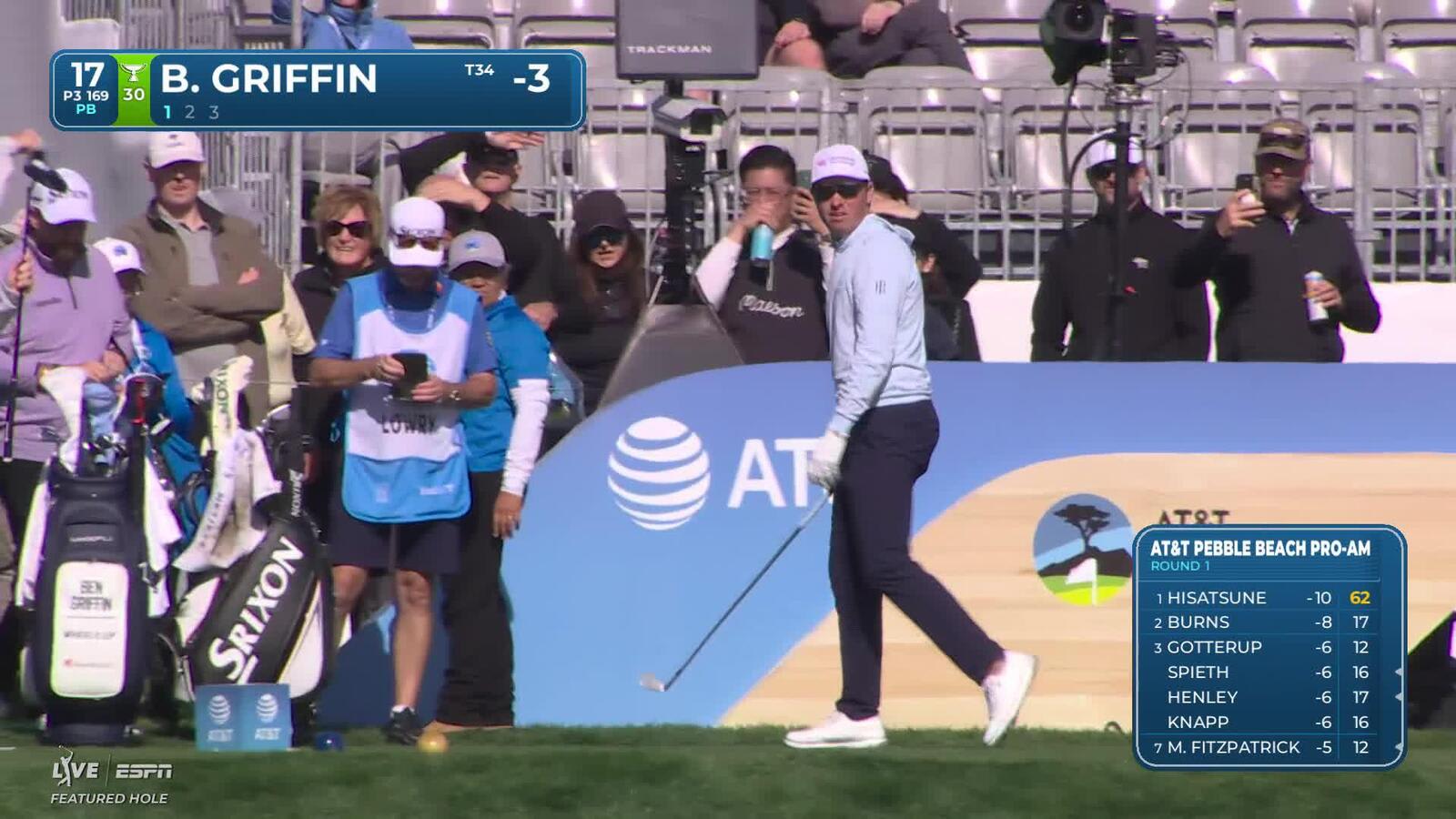 Ben Griffin hits 169-yard tee shot to 7 feet, sets up birdie on No. 17 at AT&T Pebble Beach