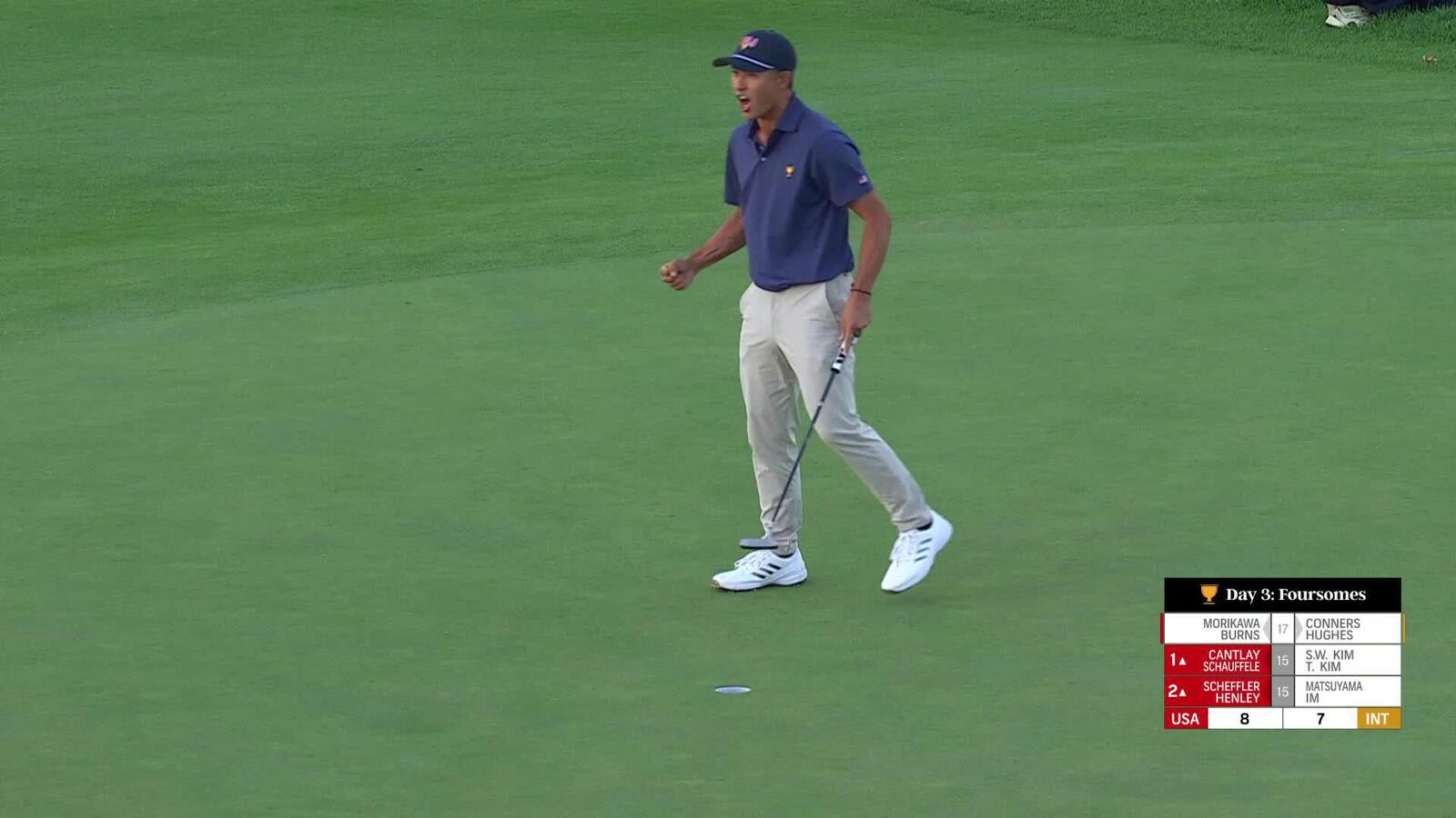 Collin Morikawa seals 1-Up win on final hole at Presidents Cup
