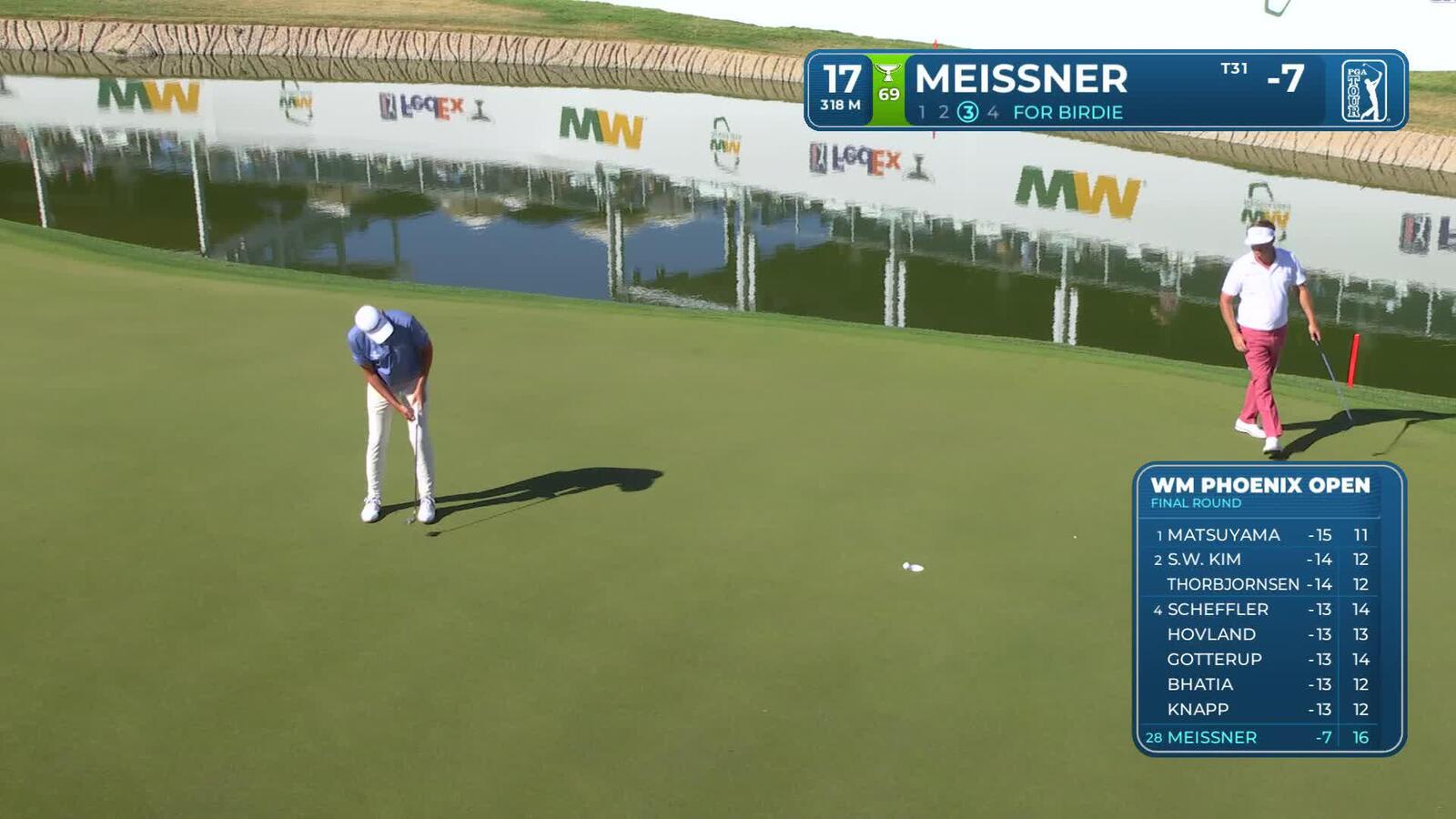 Mac Meissner sinks 12-foot birdie putt on No. 17 at WM Phoenix Open