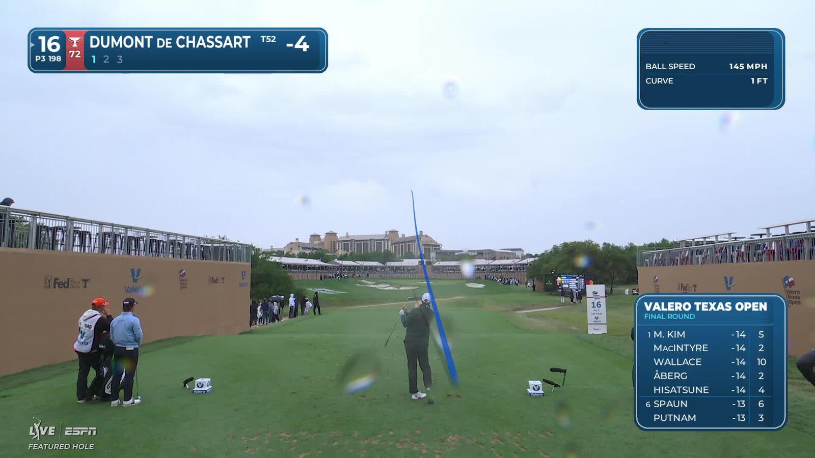 Adrien Dumont de Chassart hits tee shot to 14 feet, sets up birdie on No. 16 at Valero