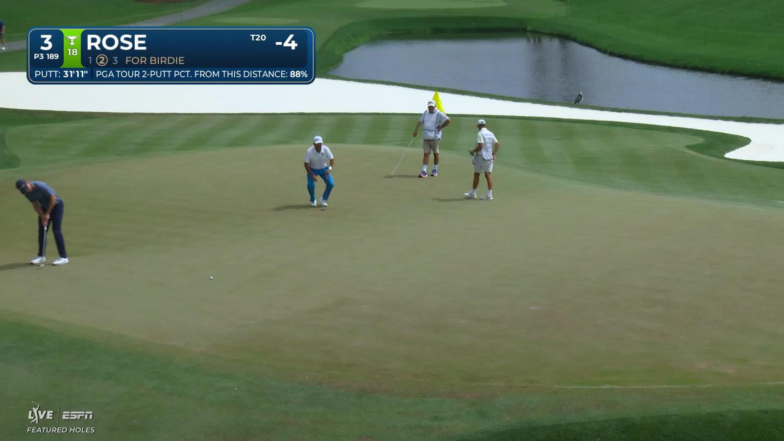 Justin Rose sinks 31-foot birdie putt on No. 3 at THE PLAYERS
