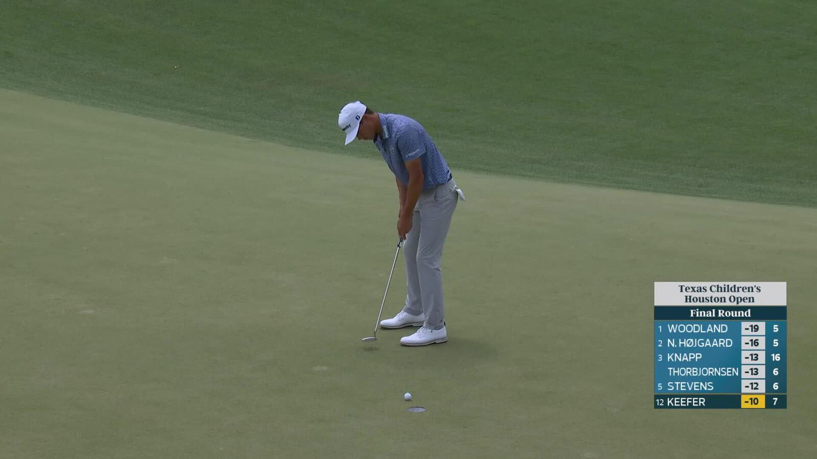 John Keefer drains 5-foot birdie putt on No. 8 at Texas Children's