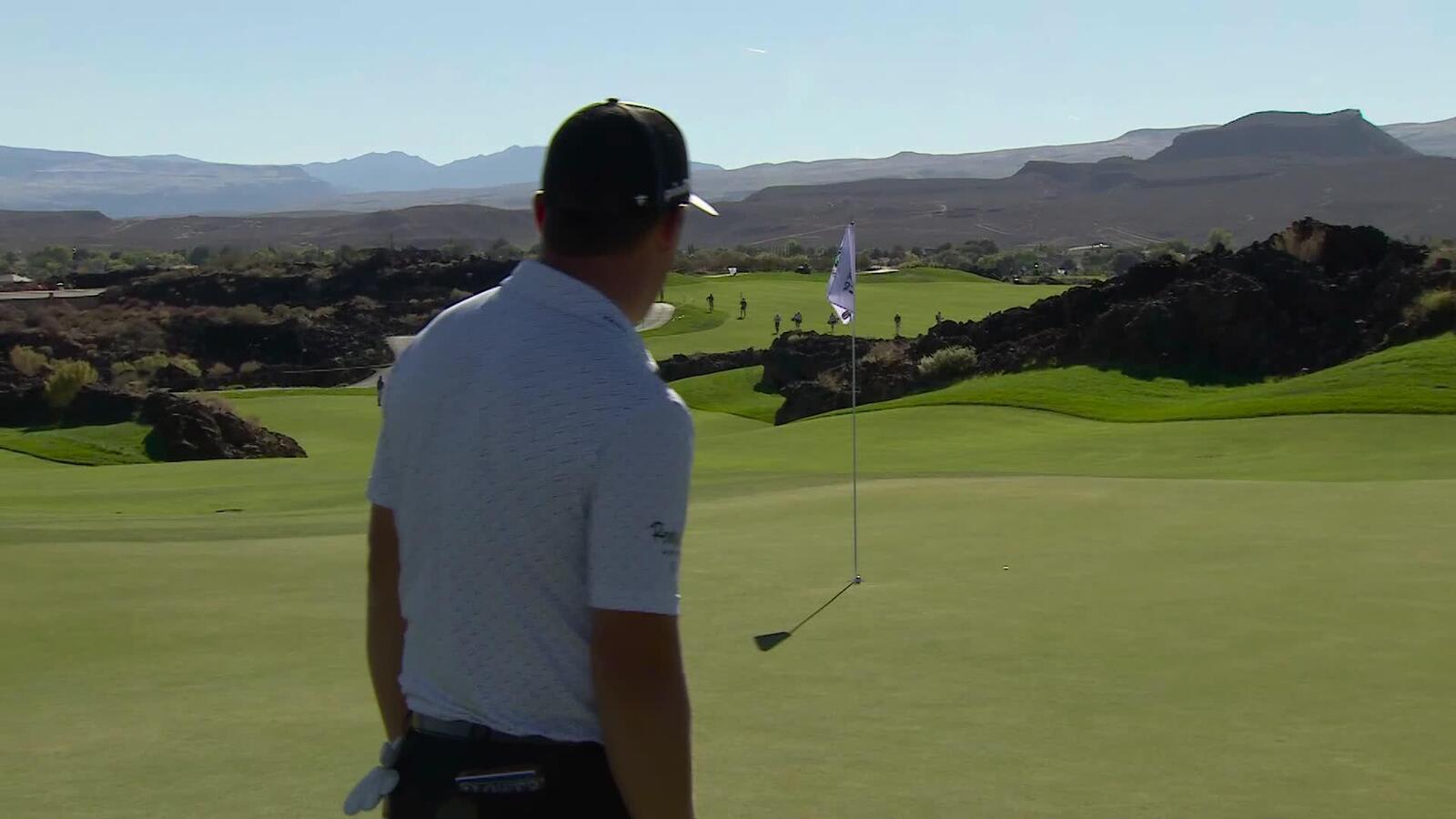 Justin Lower holes out from 48 feet for eagle on No. 7 at Bank of Utah