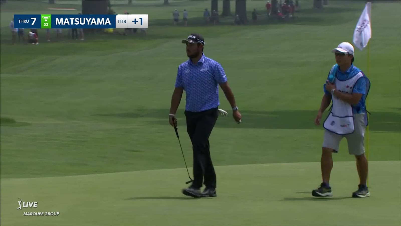 Hideki Matsuyama's approach settles close to the hole  at Rocket Mortgage