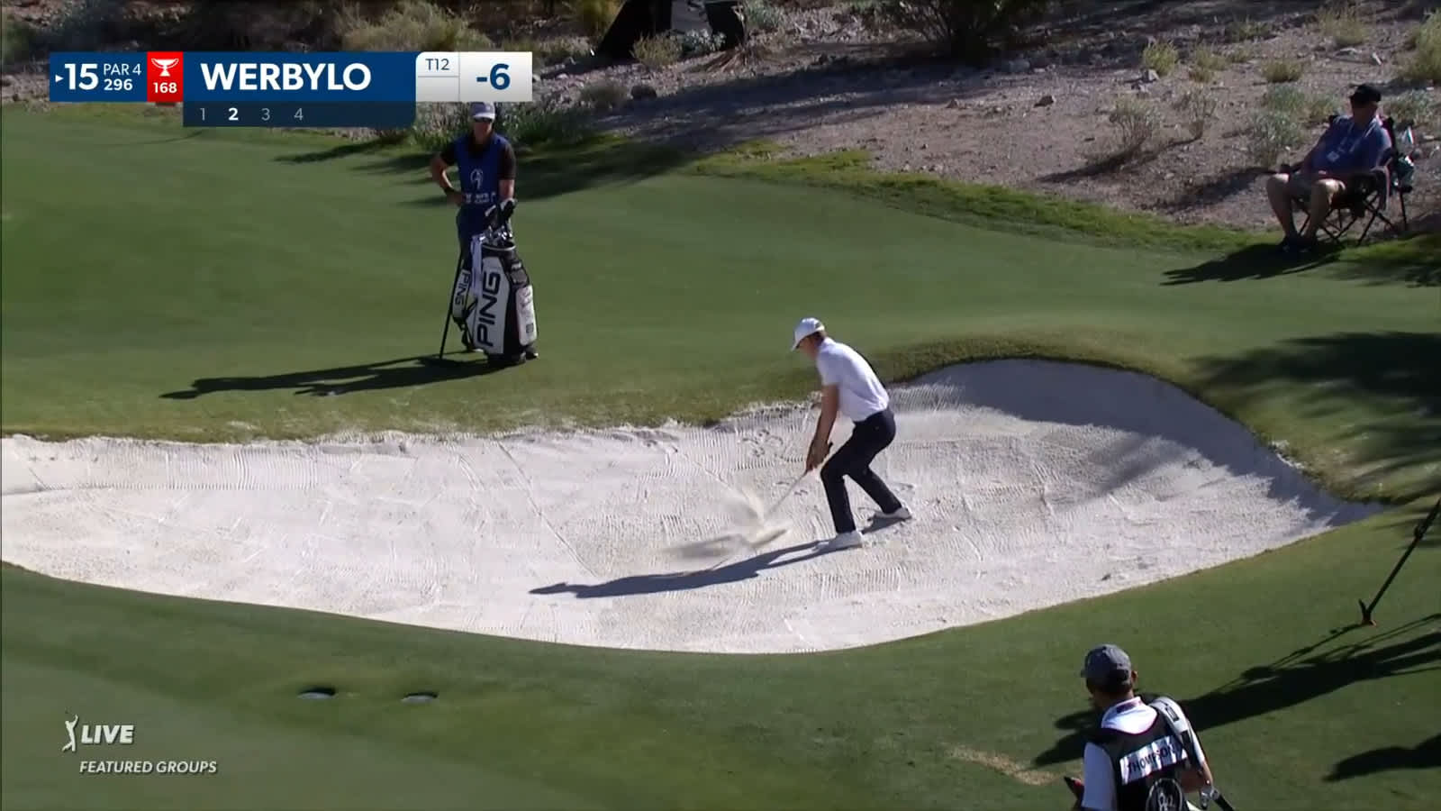 Trevor Werbylo gets up-and-down from bunker for birdie at Shriners