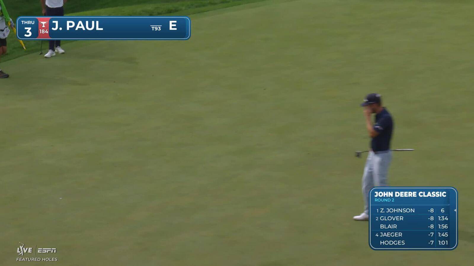 Jeremy Paul sinks 33-foot birdie putt on No. 3 at John Deere
