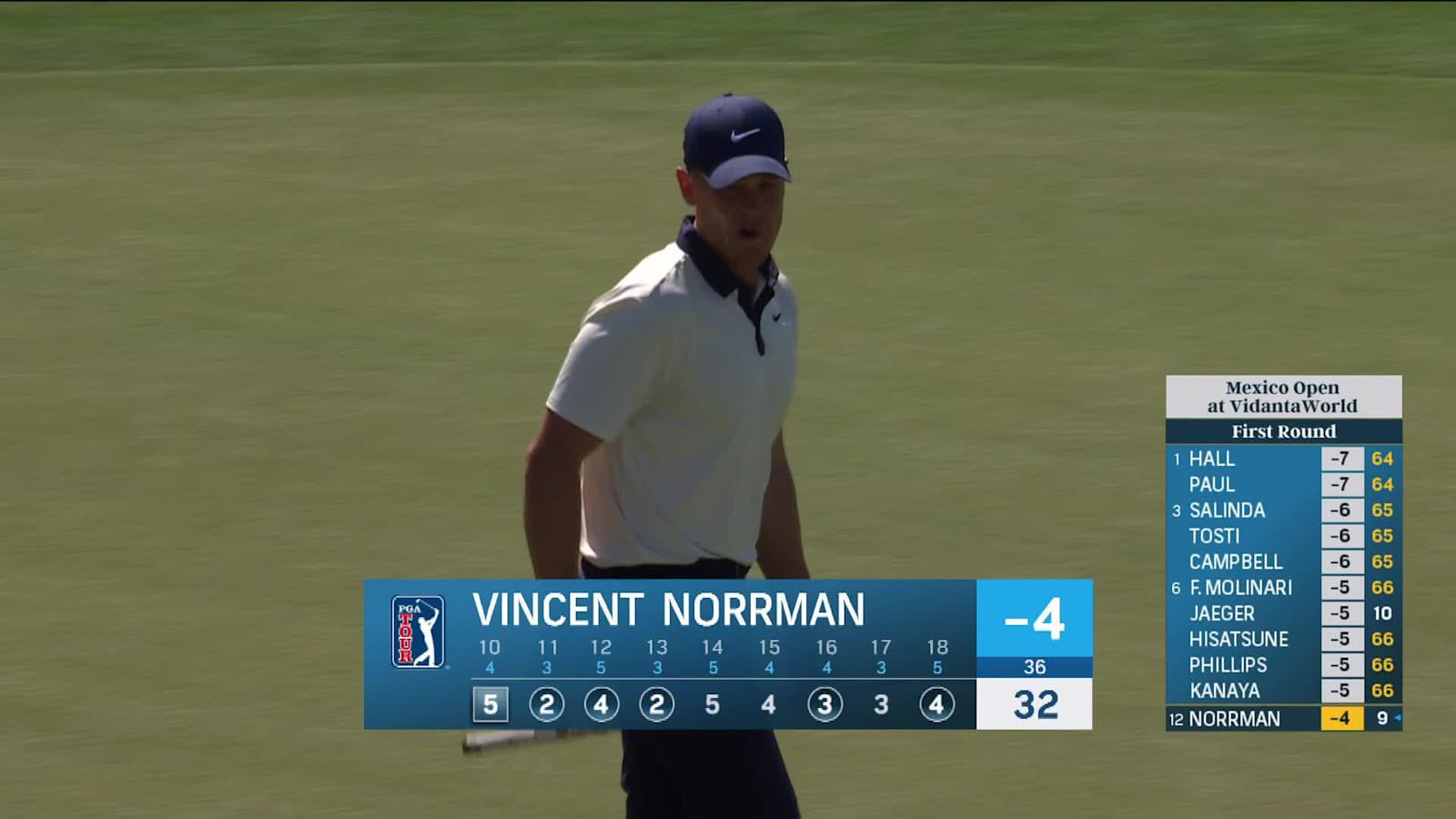 Vincent Norrman makes birdie at Mexico Open
