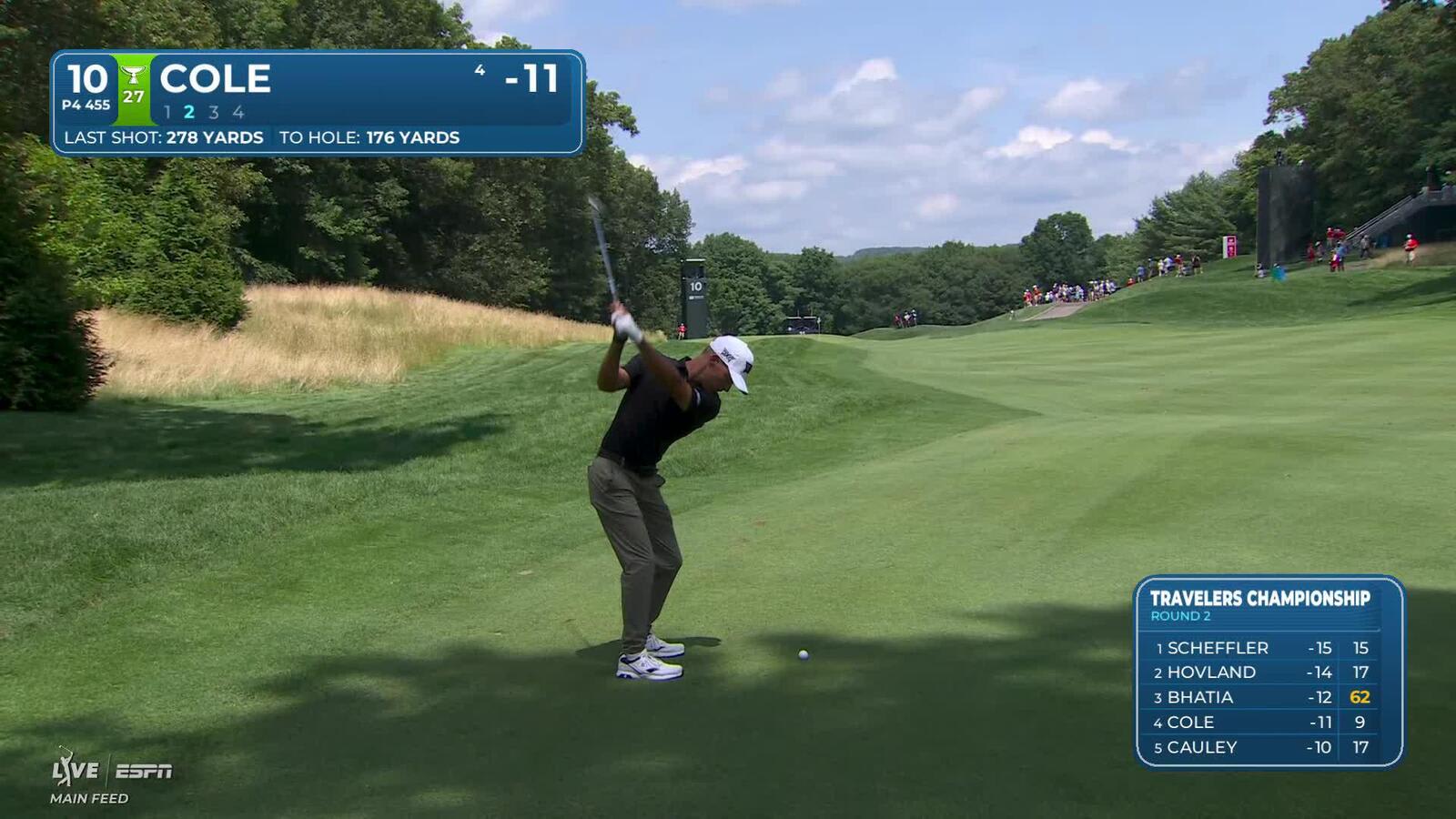 Eric Cole makes birdie on No. 10 at Travelers
