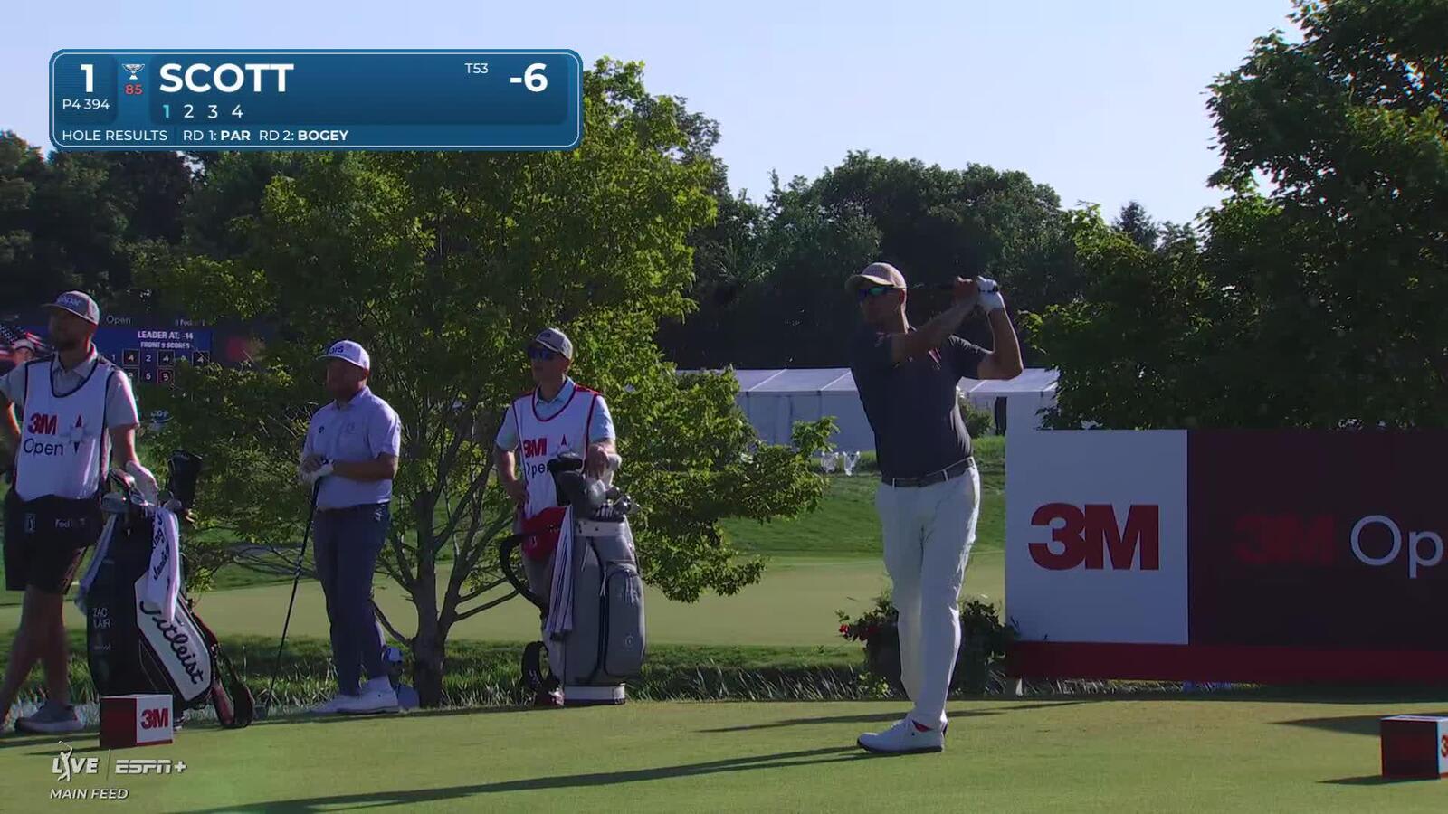 Adam Scott opens with hole-out eagle from fairway bunker on Moving Day at 3M Open