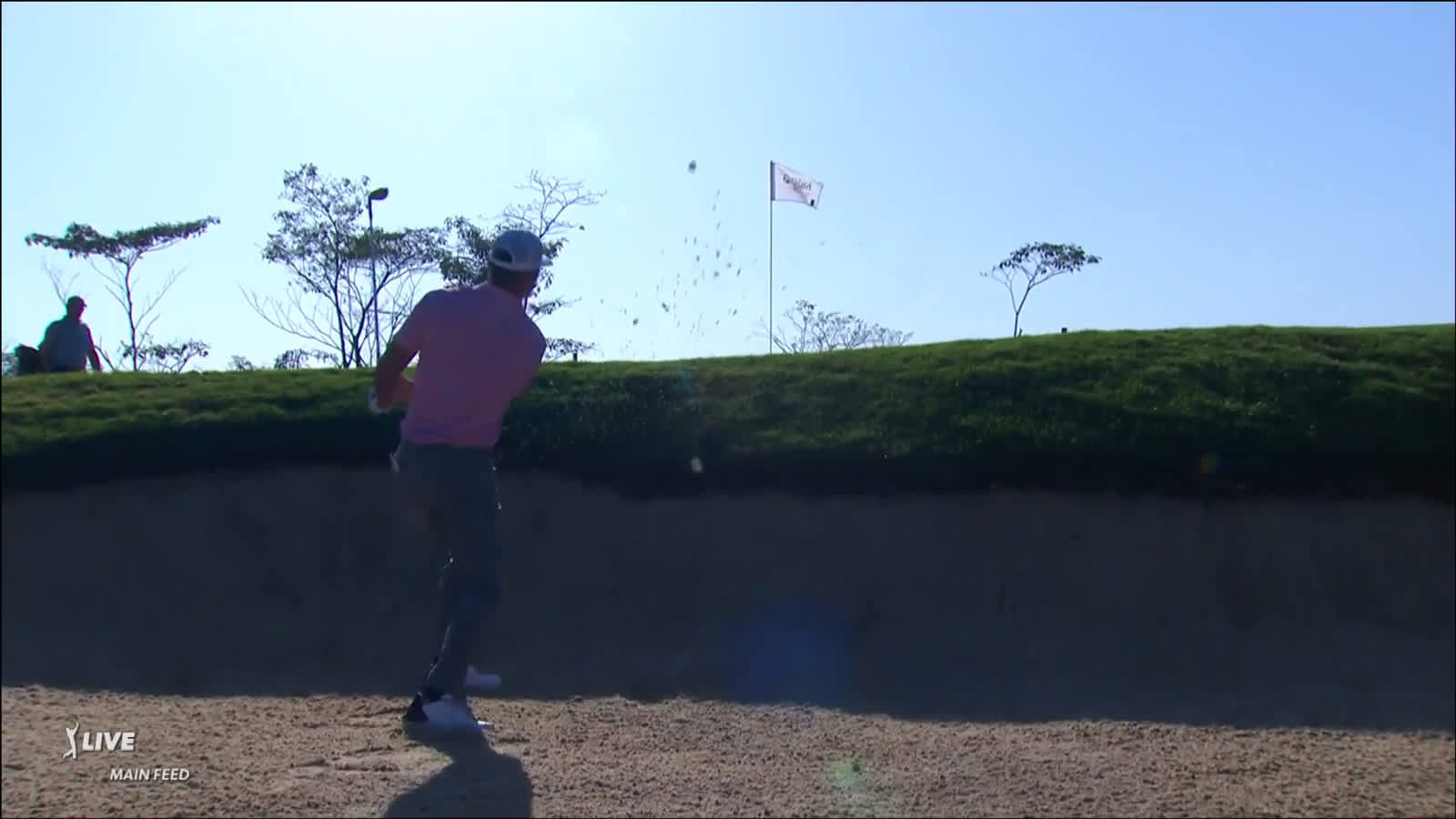 James Hahn one-hops it in from the bunker at Mexico Open