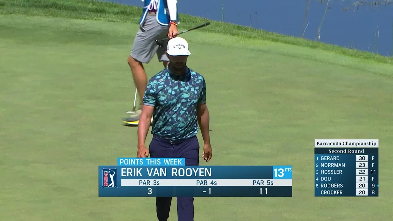 Erik Van Rooyen throws dart with wedge and birdies at Barracuda