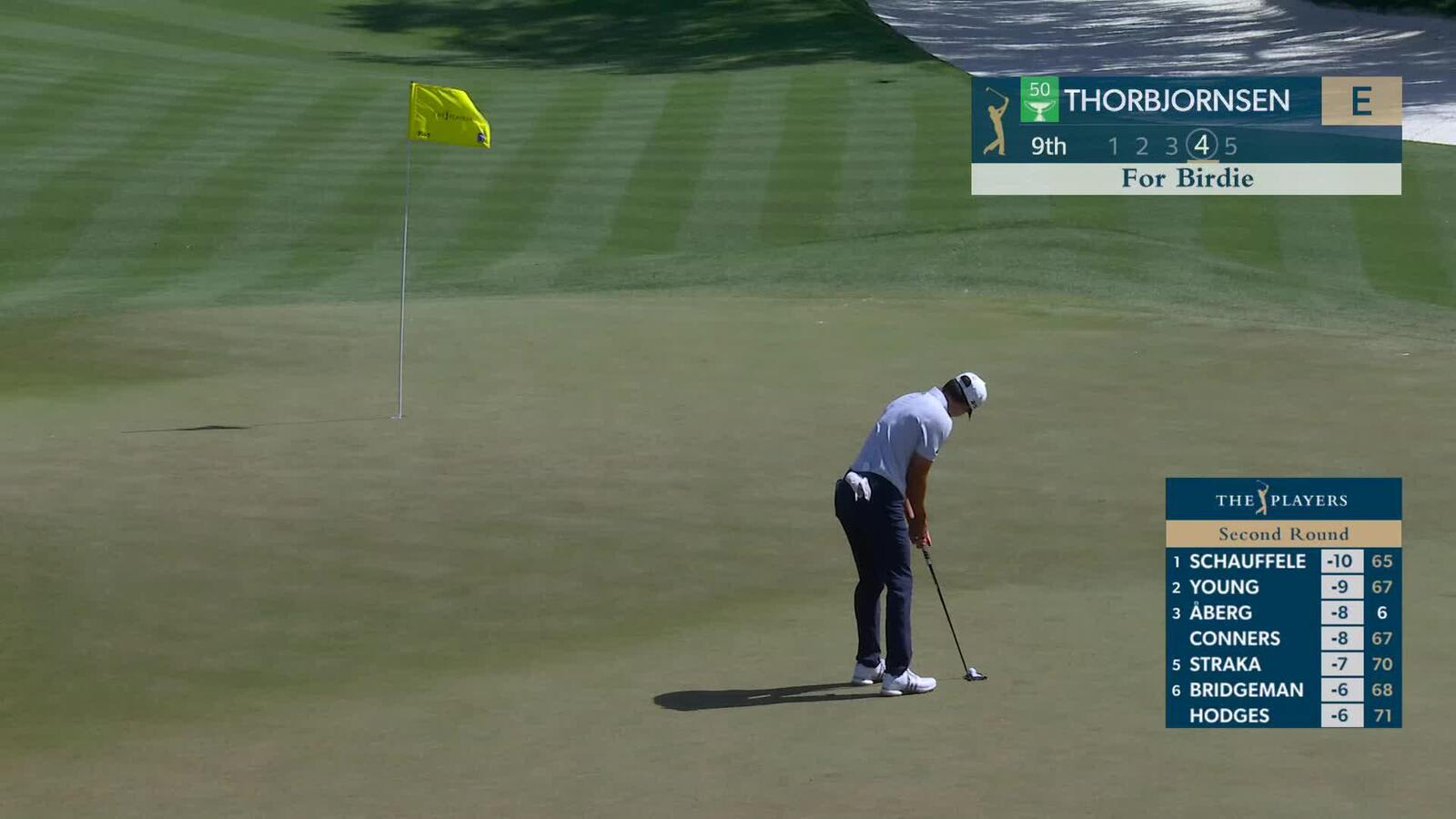 Michael Thorbjornsen sinks 31-foot birdie putt on No. 9 at THE PLAYERS