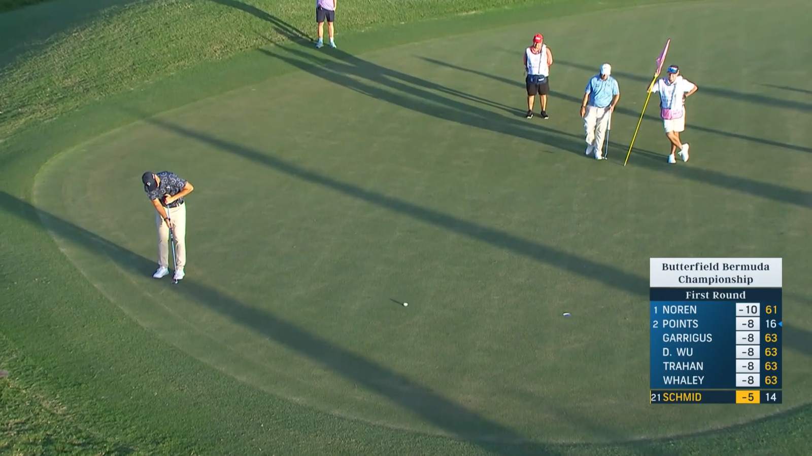 Matti Schmid sends in birdie putt at Butterfield Bermuda