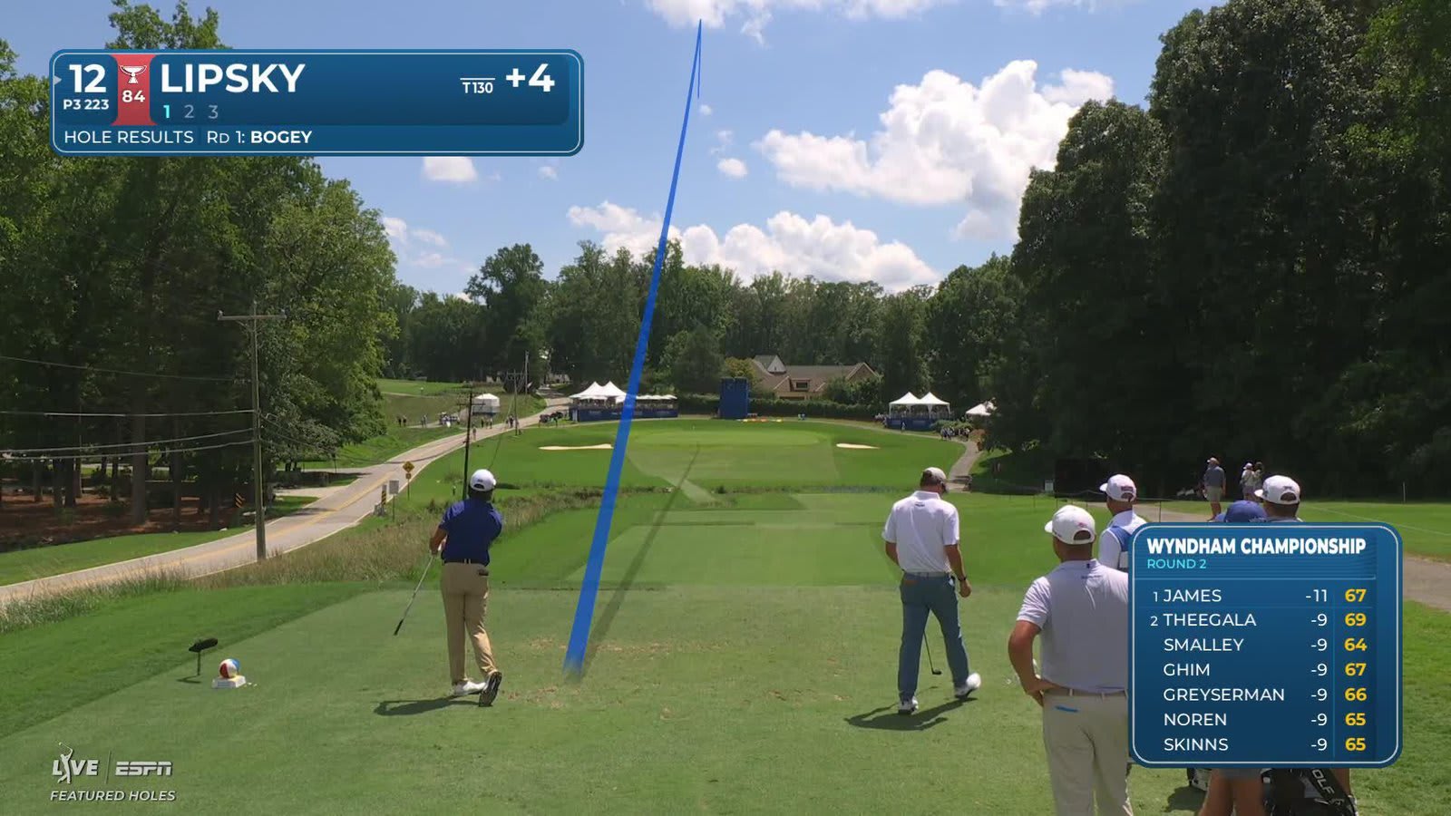 David Lipsky hits tee shot to 2 feet, sets up birdie on No. 12 at Wyndham