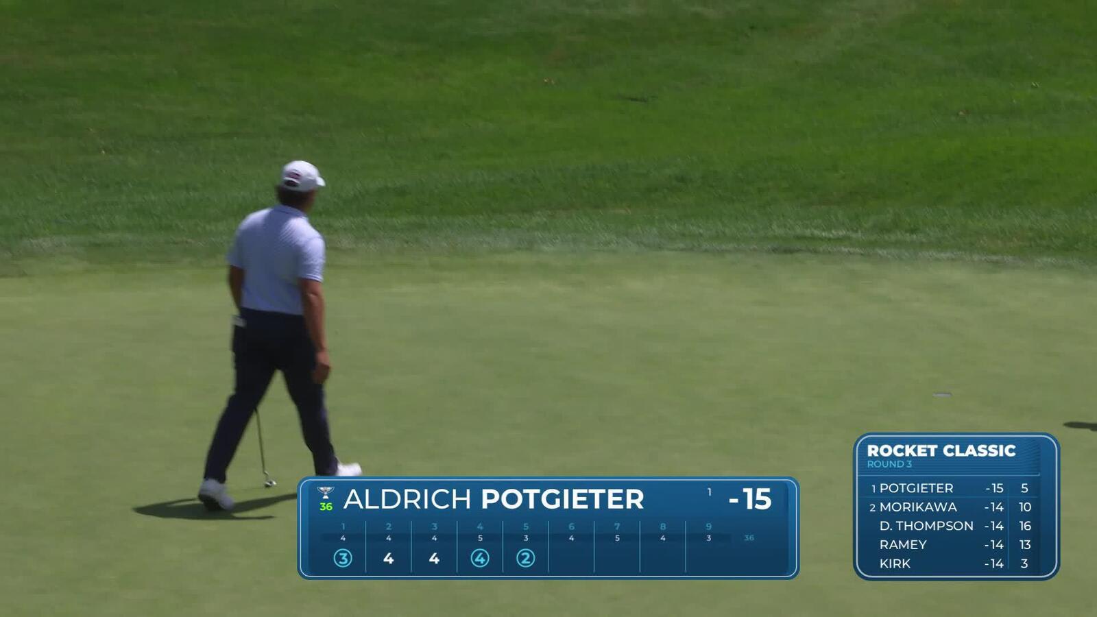 Aldrich Potgieter sinks a 33-footer for back-to-back birdies at Rocket Classic