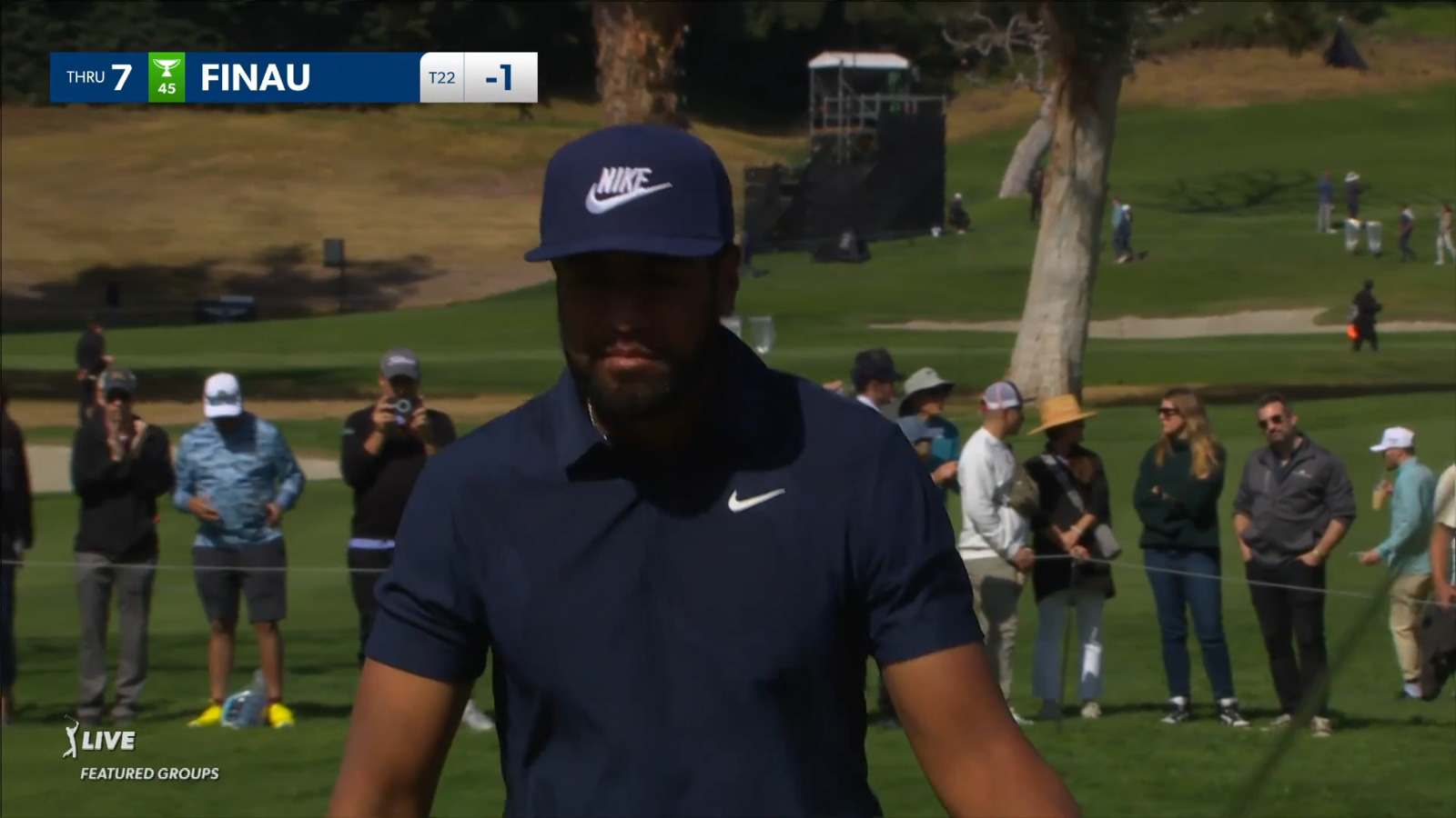 Tony Finau nearly holes his 126-yard approach at Genesis
