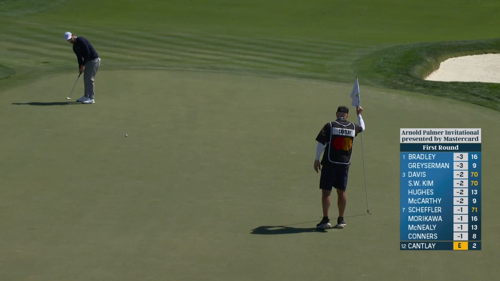 Patrick Cantlay rolls in 44-footer for birdie at Arnold Palmer