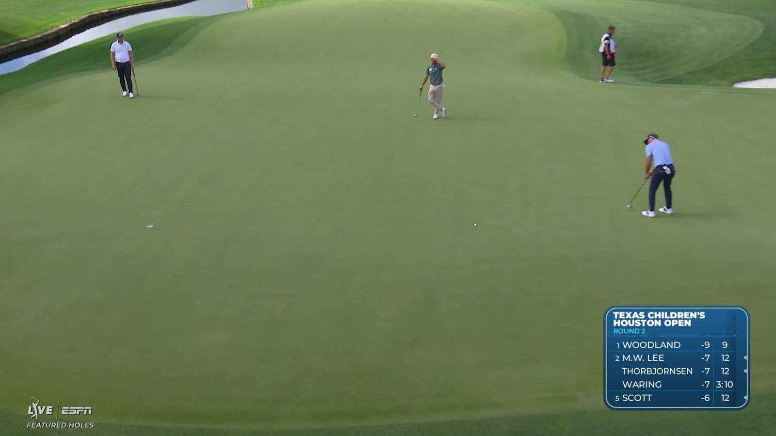 Max McGreevy sinks 31-foot birdie putt on No. 9 at Texas Children's