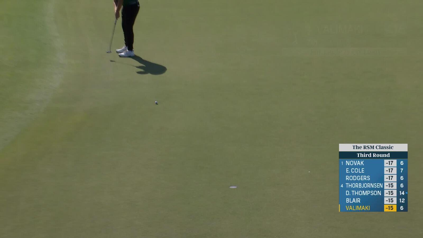 Sami Valimaki converts 4-foot birdie putt on No. 7 at The RSM Classic