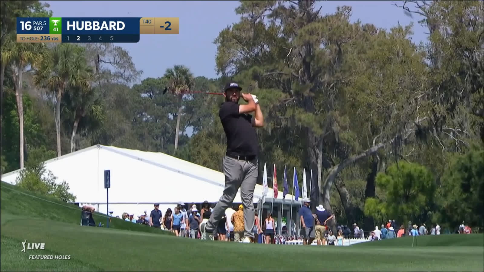 Mark Hubbard's second shot from 236-yards finds the green at THE PLAYERS