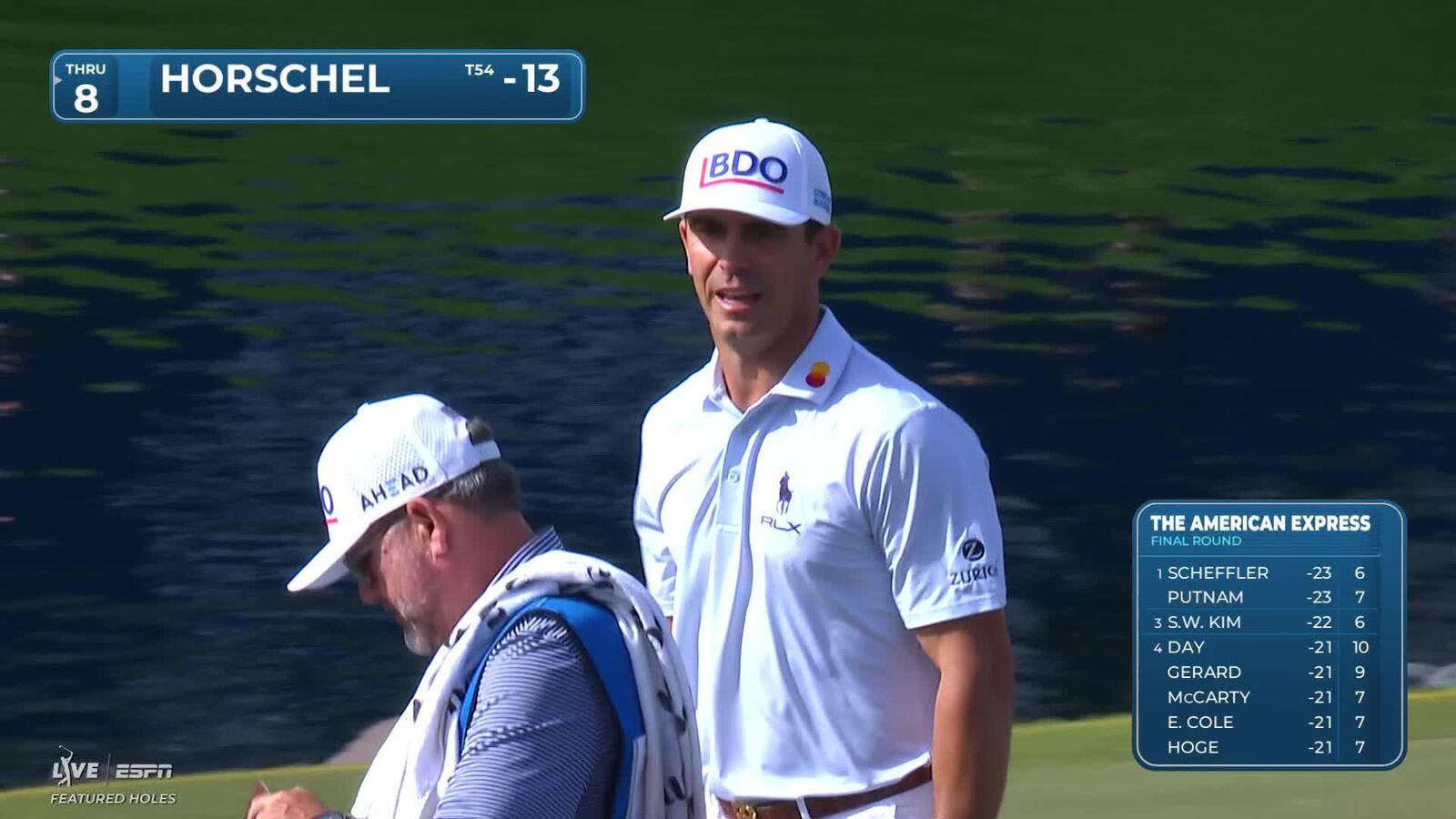 Billy Horschel pours in 27-foot birdie putt on No. 17 at The American Express